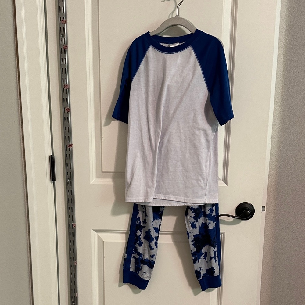 Treasure & Bond Blue and White Kids Pajama Set